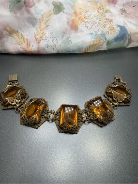 Antique Edwardian Czech Glass Bracelet #464br